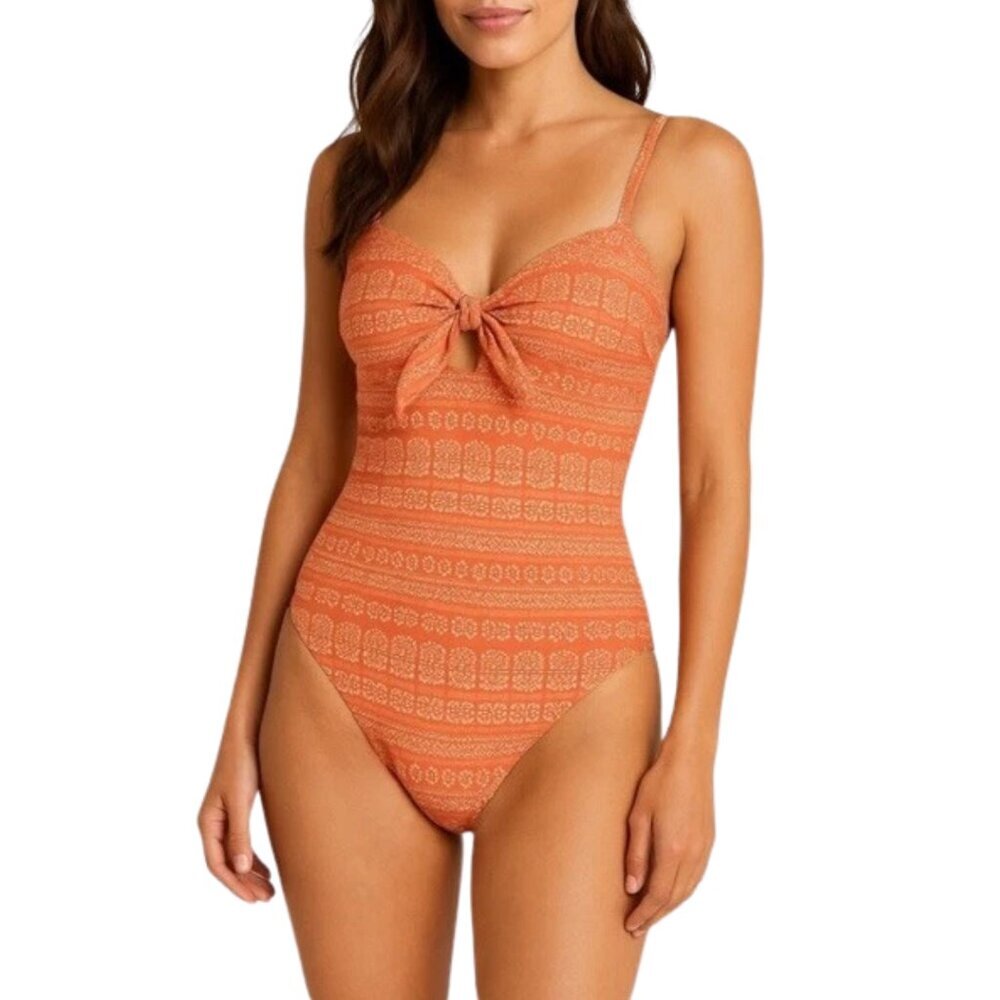 New Robin Piccone Isla Front Tie One Piece Swimsuit